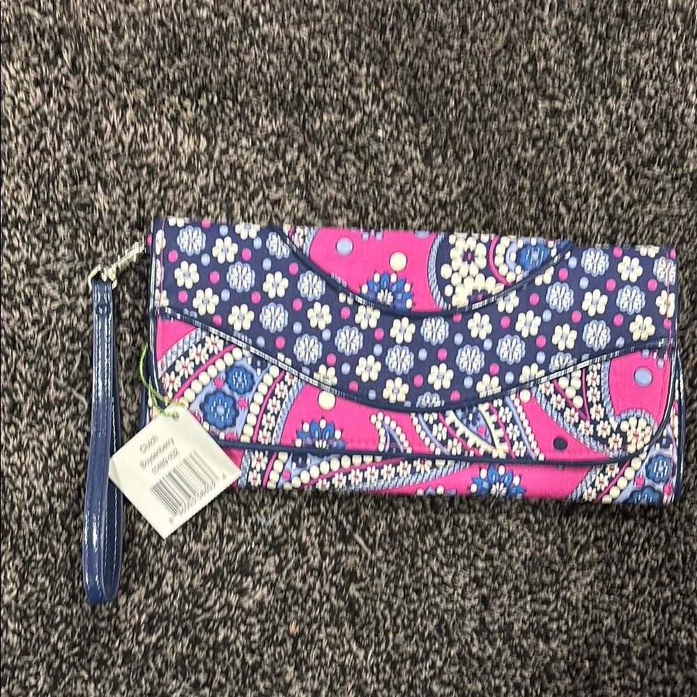 Vera Bradley Pink and Blue Key Clutch with Floral Design